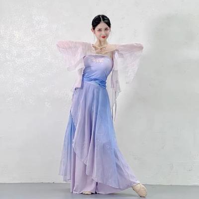 Roupas de dança clássica Calças largas roxas Roupas de performance de prática de dança moderna chinesa