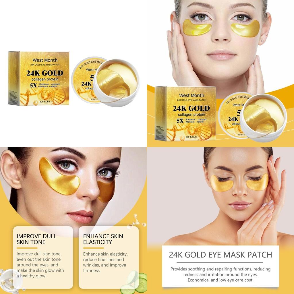 Premium West Month 24k Gold Eye Mask Patches For Nourishing Hydration And Firming Fine Lines