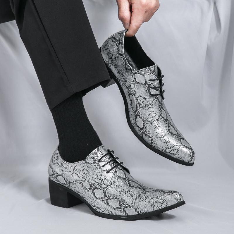 New Fashion Snakeskin Pattern Patent Leather Lace Up Dress Oxford Shoes For Men's Designer Wedding Oxfords Zapatos Hombre