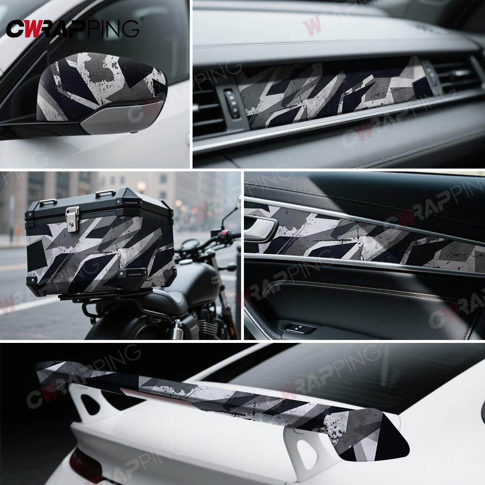 Automotive Wrapping Vinyl Geometry Side Car Adhesive Vinyl Wrap for Car Wrap Full Body Camouflage Ink Splash Self-adhesive Film
