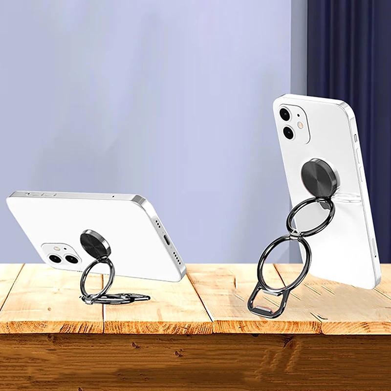 Metal Foldable Phone Holder 360 Degree Rotation Stand Double Finger Ring Round Cellphone Universal Portable Metal Kickstand