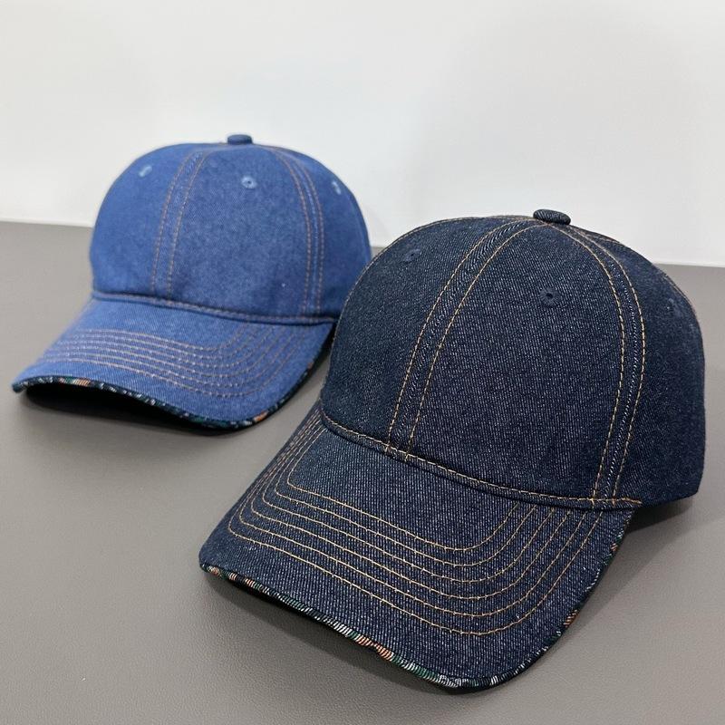 Cross-border Classic Washed Denim Baseball Cap, Plain Duckbill Cap, Vintage Versatile Sun Hat for Men and Women