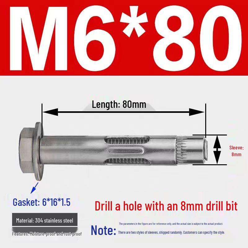 Stainless Steel Expansion Bolt with External Hex & Built-in Hole