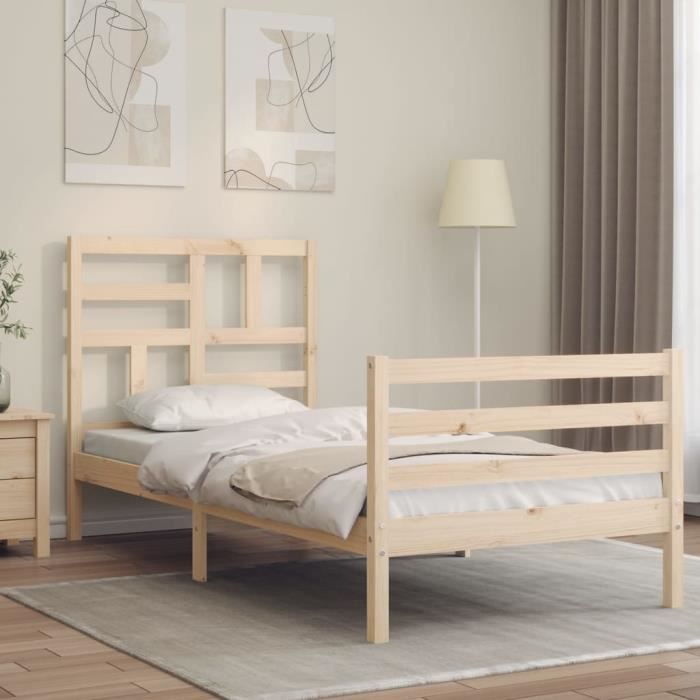 VidaXL Cadre de lit avec tête de lit petit simple bois massif 3194856