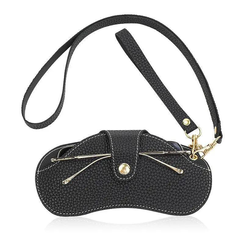 PU Leather Handmade Glasses Bag Sunglasses Case Portable Myopia Protector Simple Hanging Neck Wrist Glasses Storage Box
