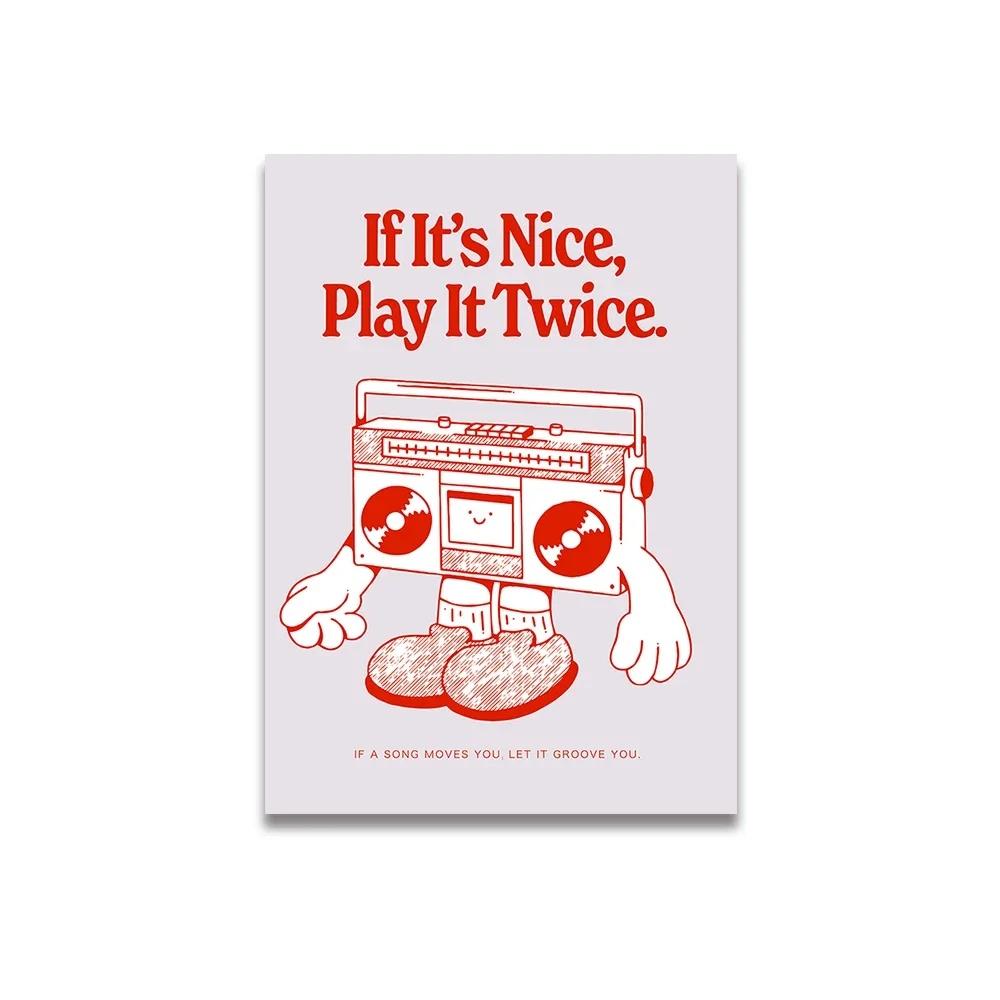 Vintage Pink Cartoon Print Canvas Posters Wall Art Poster Home Decor Canvas Print Painting  Living Room Bedroom Decor Unframed