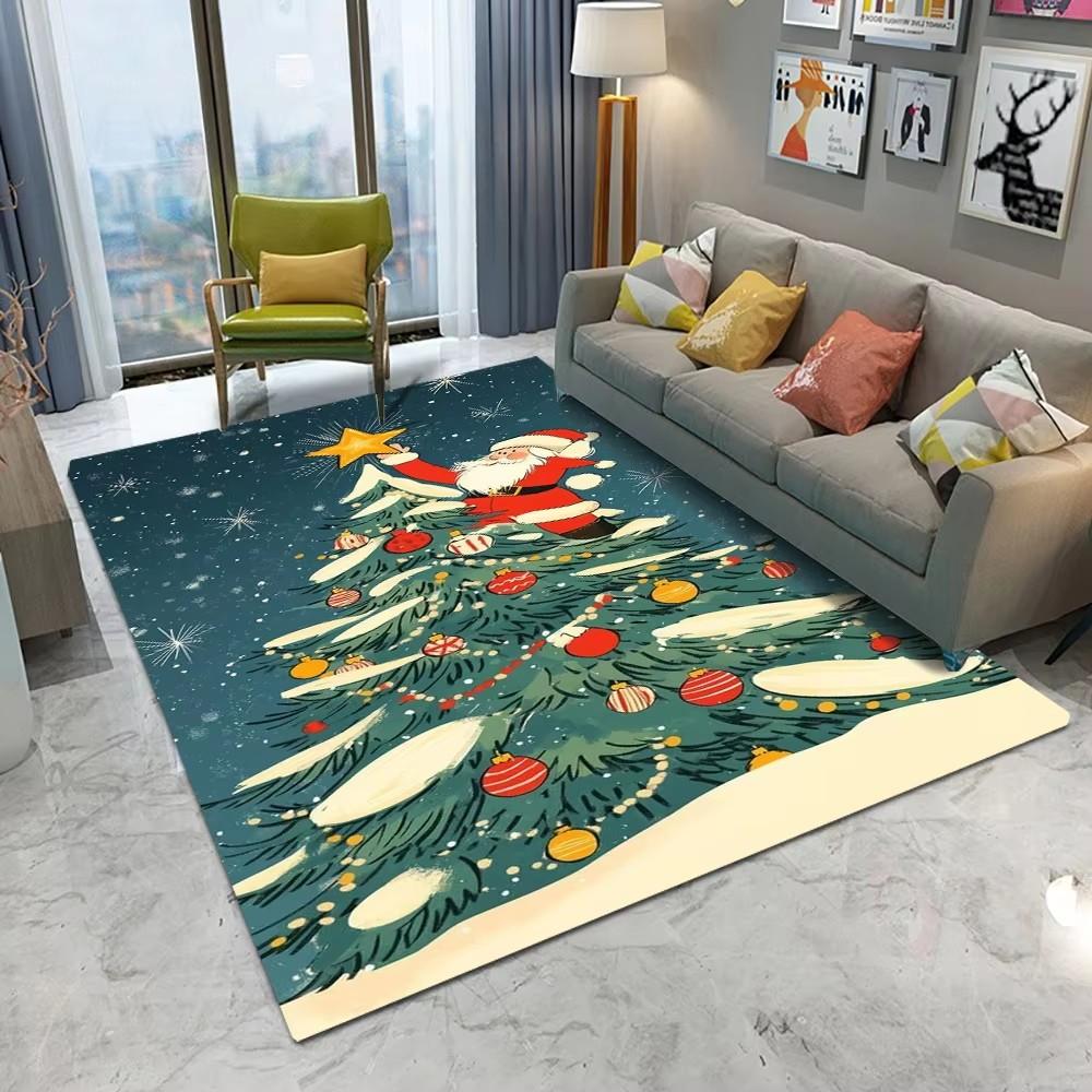 Merry Christmas Decoration Welcome Home Anti-Slip Door Mat Carpet Santa Flannel Floor Rugs for Living Room Home Decor Rug