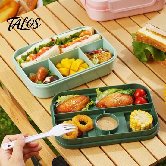 Food Grade Plastic Bento Microwave Safe Lunch Box with Utensils, Multi Compartment for Adults, Daily Meal Prep Workers Portable Container Leak-Proof
