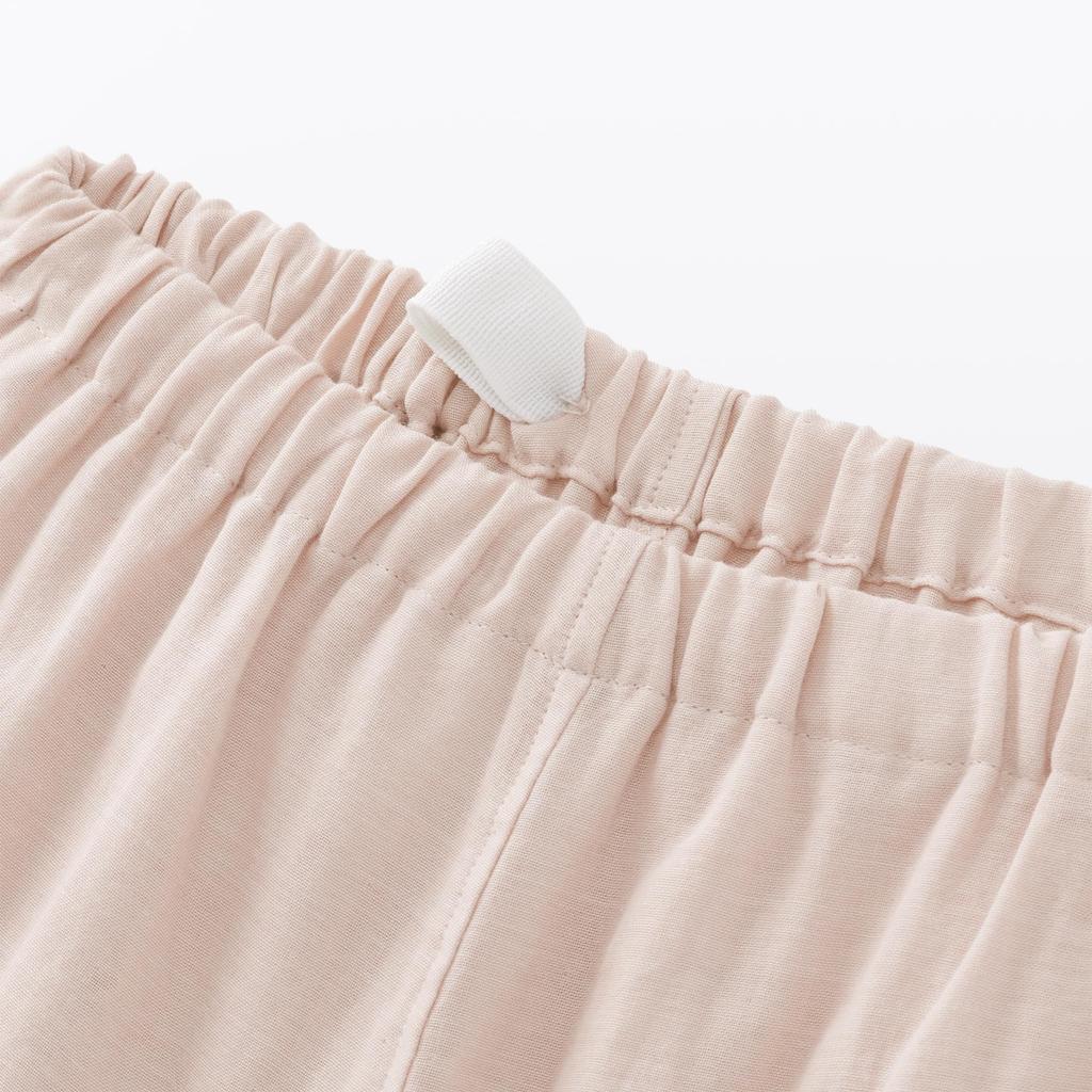 MUJI Seamless Double Gauze Light Yellow XL Women's Long-Sleeved Pajamas, FD1LUA6S, Stripe,