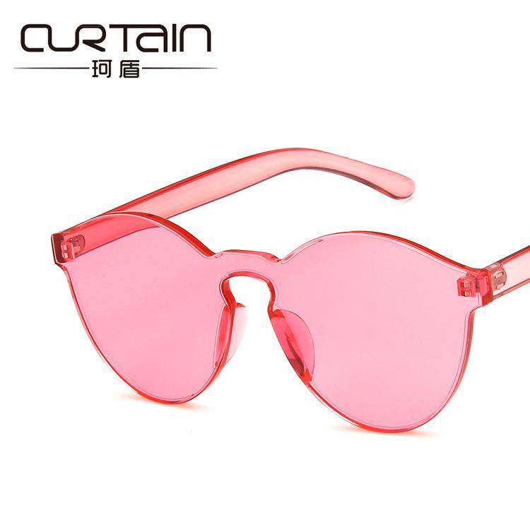 New candy color transparent frameless sunglasses European and American trend sunglasses women's fashion personalized sunglasses
