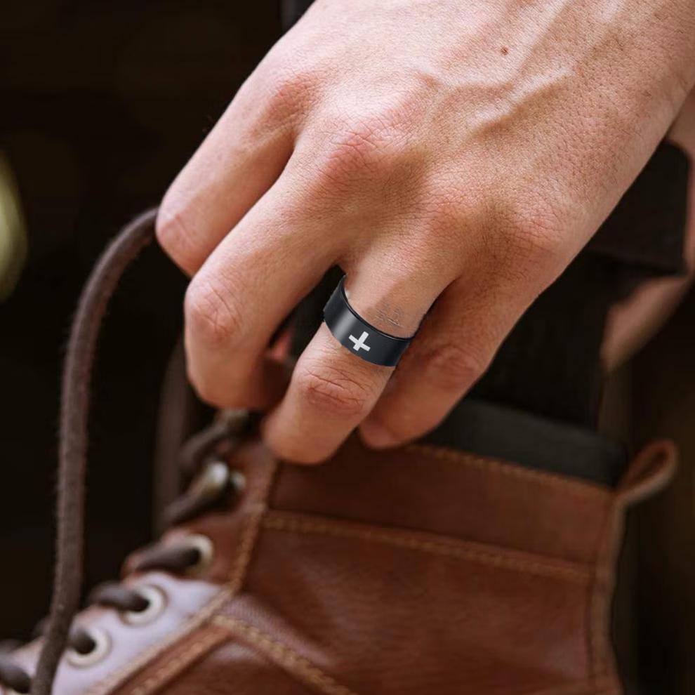 2024 European & American 6mm/8mm Titanium Steel Unisex Cross Ring – Durable, Non-Fading