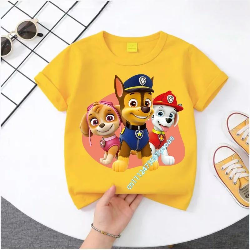 Summer PAW Patrol Children's Short-Sleeve T-Shirt Cartoon Chase Skye Print Boys and Girls Breathable Casual Top