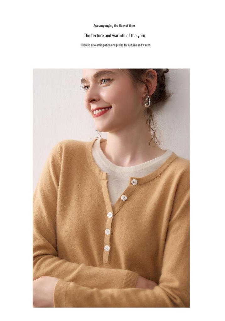 Women's Color Block Cashmere Sweater - 2025 Autumn/Winter Collection - Half-Open Round Neck Pullover