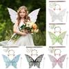 Cute Adults & Girls Fairy Wings Sparkling Organza Angel Wings Fairy Costume Set for Halloween, Cosplay, Party