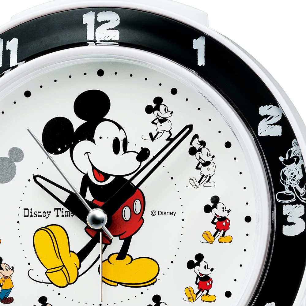 Seiko Clock Alarm Clock Table Clock Character Disney Mickey Friends Analog Switchable Disney Time White Pearl FD461W &