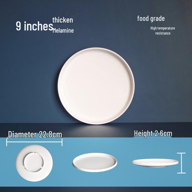 Commercial White 9-inch Melamine Round Dinner Plate