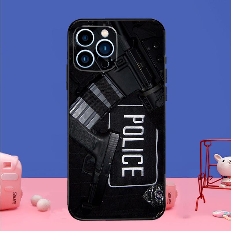 Police Phone Case For iPhone 17 16 15 13 11 12 14 Pro Max Mini 15 16 Plus 16e 17 Air Bumper Cover