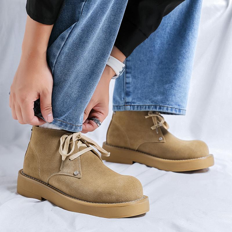 Fashion Autumn and winter men's shoes High quality genuine leather with minimalist styleThick soled youth Business Office Party shoes