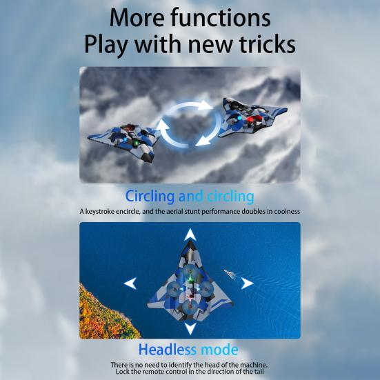 Remote Control Airplane Toy with LED Lights 360 Degrees Stunt Flip Mini EVA Foam Fighter Jet Model Beginner Children Adults 2.4Ghz RC Aircraft Toy