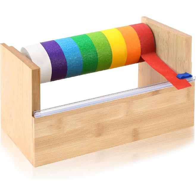 Wood Masking Tape Dispenser Craft Tape Dispenser Multi Roll Tape Dispenser Tape Cutter Dispenser Tape Stand Holder Tape Roll Holder for Painting