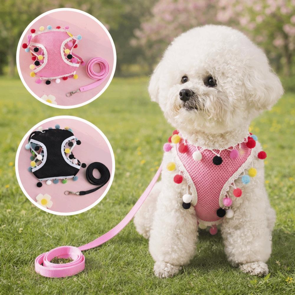 Colorful Ball Dog Harness Vest Breathable Mesh Dog Chest Strap Pet Harness Leash Training