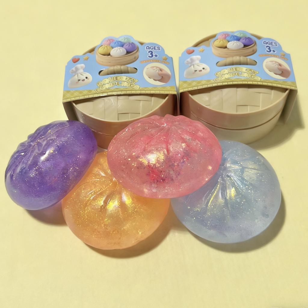 Hot Glitter Dumpling Glitter Dumpling Squishy With Box Dumplings Sensory Squeeze Toy For Stress Relief Toy Funny Creative Gift
