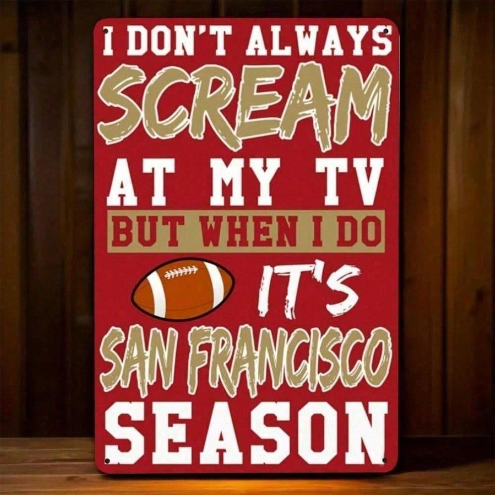 San Francisco 49ers NFL Vintage Metal Wall Sign Rustic Tin Decor for Man Cave 20x30cm