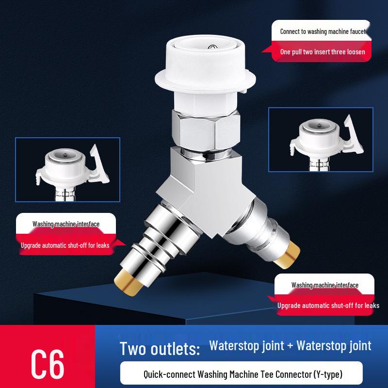 Dual Outlet Washing Machine Faucet Splitter Valve