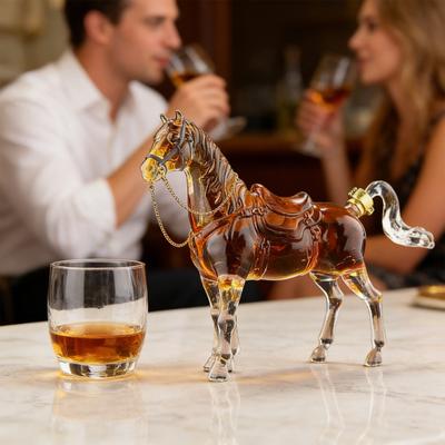 Dekantér na víno ve tvaru koně 1000 ml Unikátní skleněná láhev na víno Znamení zvěrokruhu Kůň se silikonovou zátkou Skladování vína a whisky Dárek a domácí dekorace
