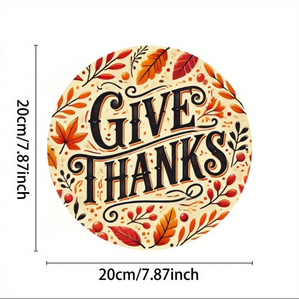 Scratch Resistant Thanksgiving Round Metal Tin Sign Wall Art for Home Bar Cafe Indoor Outdoor Decor
