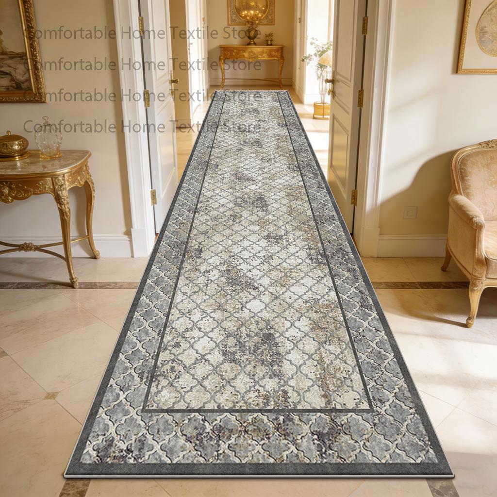 Modern Light Luxury European Style Long Carpet Decoration Hallway Doorway Antiskid Runner Rug Easy Clean Lint-free Corridor Mat