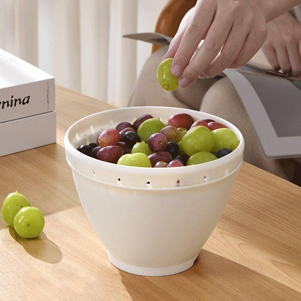 Double Layered Fruit Drainage Basket Plastic Kitchen Colander Strainer  Kitchen Use