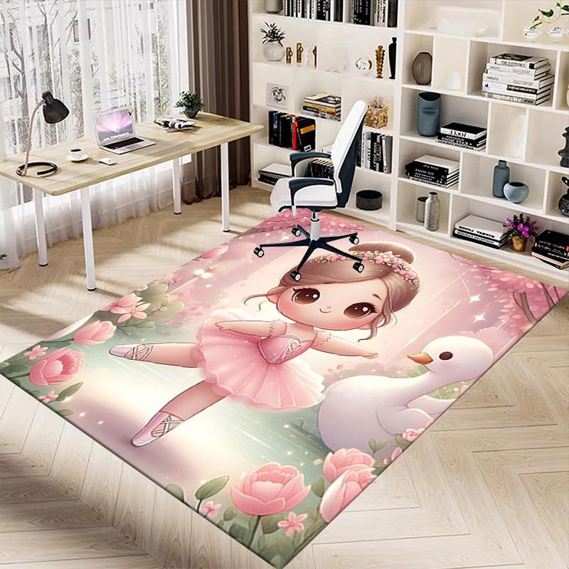 1PC Ballerina Swan Anti-slip Carpet, Suitable for Office, Bedroomand Playrooms. It Can Also Be Used As a Sofa Footrest cover-W80