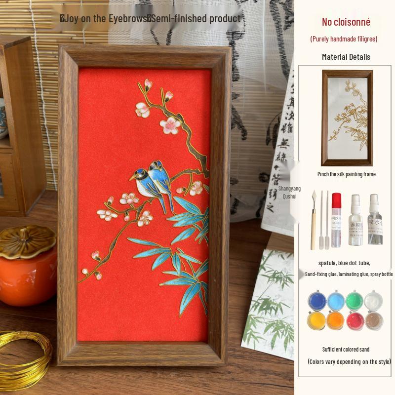 DIY Cloisonné Enamel Kit: Jingtai Blue Intangible Heritage Painting