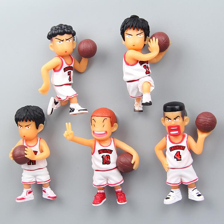 5pcs/set Anime SLAM DUNK Cute Model Fridge Magnet Toy Sakuragi Hanamichi Rukawa Kaede Creative Refrigerator Magnets Gifts