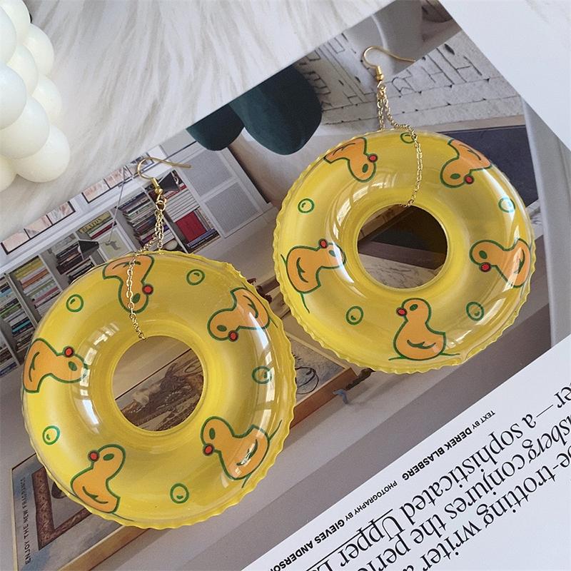 

1 пара креативных забавных сережек-колец для плавания для женщин и девочек, большие серьги-кольца, ювелирные аксессуары, подарки жёлтый