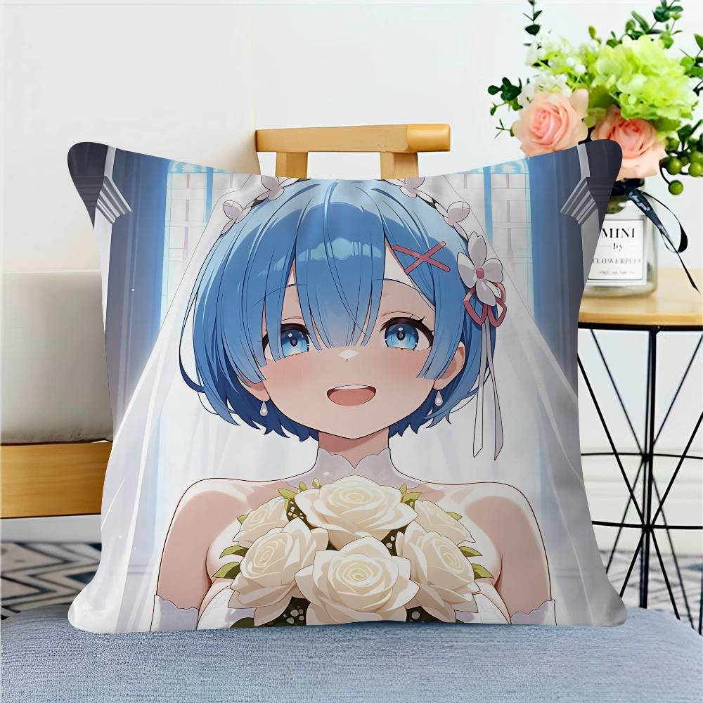 Re Zero R-Rem Pillow Gift Home Office Decoration Bedroom Sofa Car Cushion Cover Case 45x45