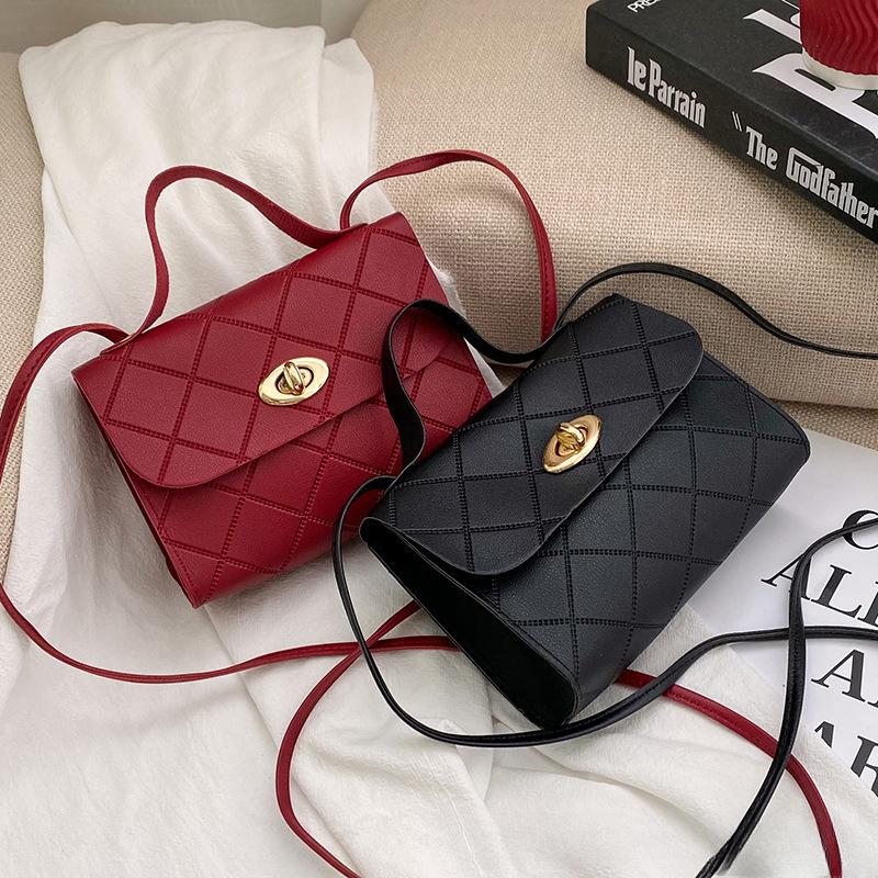 Diamond Striped Small Square Bag Korean Style Handbag Women