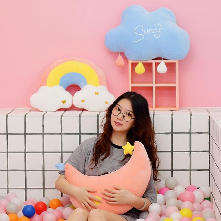 Soft Rainbow Cloud Moon Pillow Delicate Cushions Longlasting Comfortable