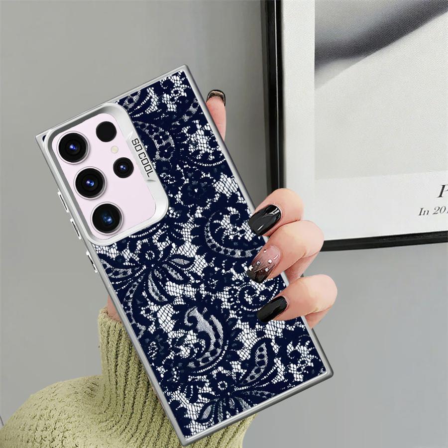 

Мягкий чехол-книжка для Samsung Galaxy S23 S22 Ultra S24Ultra S20 FE S25Plus Note 20 Ultra S25 S24 FE S21 С кружевным узором Арт Galaxy S21 Ultra 5G