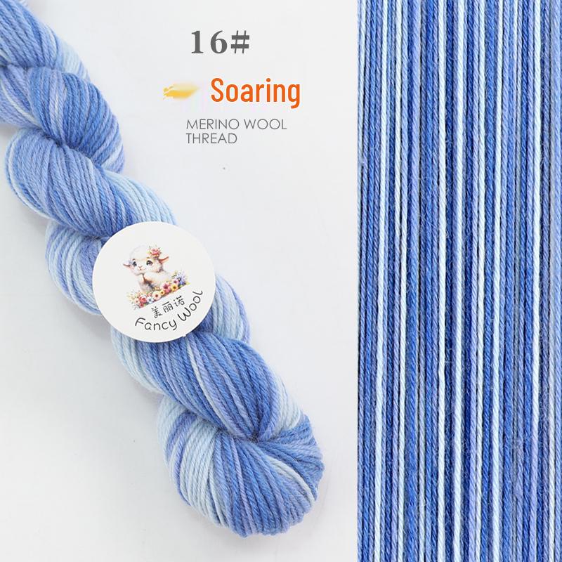 Hand-Dyed Variegated Wool Yarn: Ideal for DIY Knitting, Medium-Thickness Cotton, and Wool Blend for Hats and Scarves