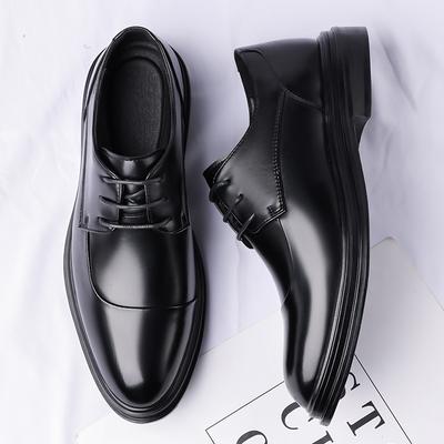 2025 Spring New British Style Business Shoes Casual Leather Shoes Men's Black Lace-up Wedding Groom Shoes Trendy 28555