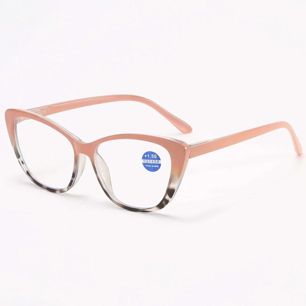 Fashionable Cat Eye Reading Glasses Oversized Frame Ladies Presbyopia Glasses Blue Light Blocking Eye Protection Eyewear