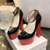 Fashion Super Big Hot Sale Party Disco Dance Pumps Women Platform Super High Chunky Heels Girding Buckle Pumps