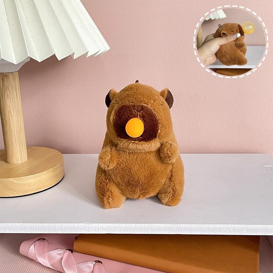 Adorable Soft Capybara Plush Keychain Cute Stress Relief Toy For Kids In Yellow Orange Green Purple