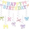 Roze Strik Verjaardag Feest Decoraties Set: Banner & Slingers