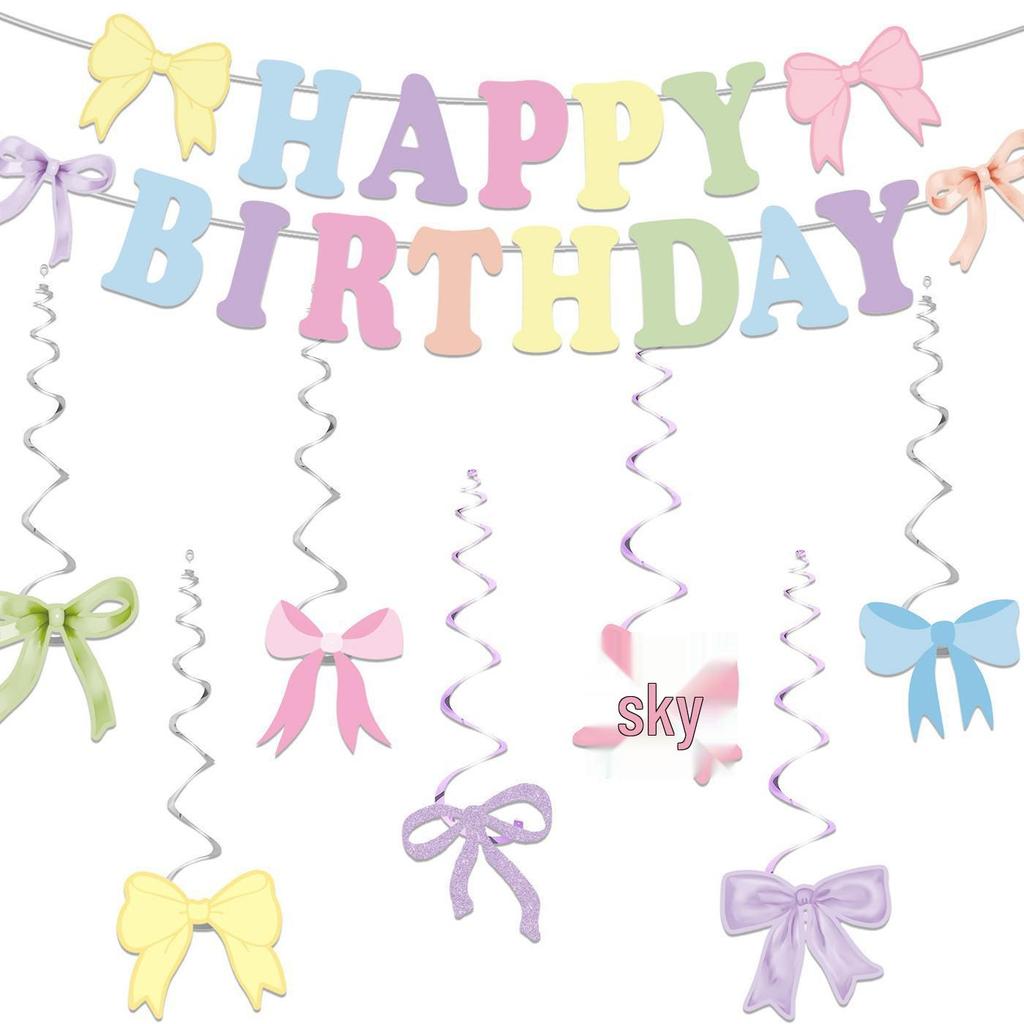 Roze Strik Verjaardag Feest Decoraties Set: Banner & Slingers