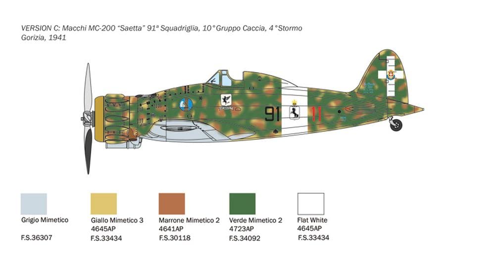 Italeri Match MC200 Saetta Serie VII 2815 Plastic Model Aircraft Kit 148