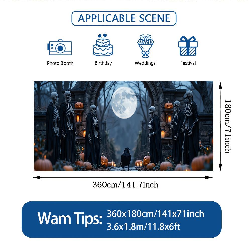 1pc Large Halloween Garage Door Banner - Ghost Skull  Pumpkin Lantern  and Full Moon Background Decoration