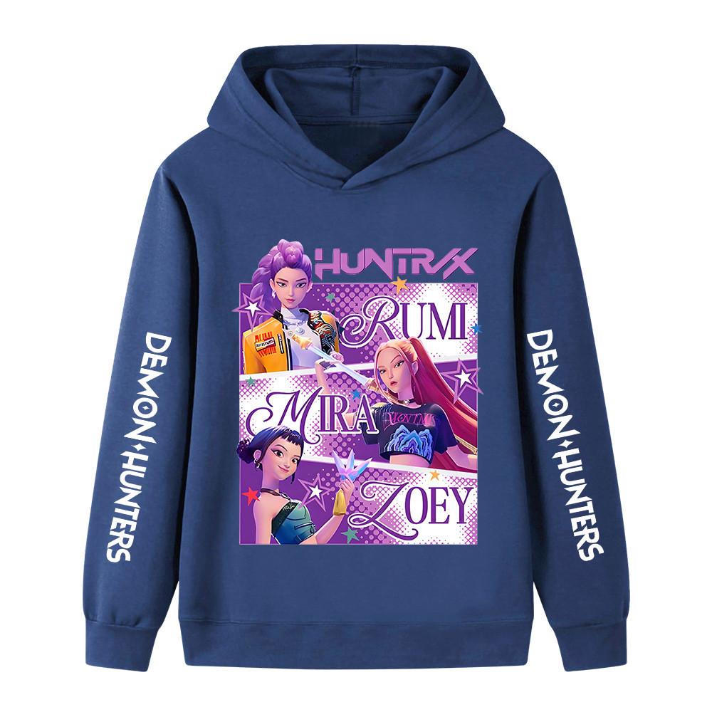 B1199XX Kids Boys Girls Kpop Rumi Zoey Mira Huntrix Print Long Sleeves Hoodie
